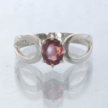 Red Orange Malaya Garnet Silver Stackable Ladies Ring size 9 Ajoure Design 532 - £63.14 GBP