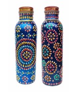 Copper Bottle for water Drink Ware Set Ayurveda Health Benefit yoga Meen... - $1,126.51 MXN