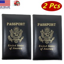 2 Pcs Leather USA Passport Cover, ID Holder, Wallet Travel Case Handmade... - $13.85