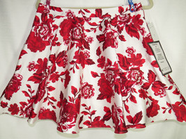 City Studio Red White Floral Circle Skirt,Zip Back,Crinoline, Junior Siz... - $40.00