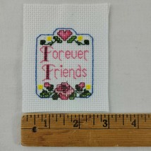 Friend Embroidery Finished Ornament Size Mini Floral Forever Love Pink XMAS Vtg - $9.95