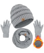 Winter Beanie Hat Scarf Gloves Warm Fleece Knit Winter Hats Touch Screen... - $46.65