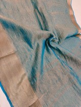 Blue Tissue Crush Silk Saree, Gold Banarasi Zari Weaving silk sarees Wedding Par - £69.27 GBP