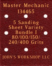 Master Mechanic 134465 - 80/100/150/240/400 Grits - 5 Sandpaper Variety ... - $4.99