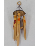 18&quot; LONG BAMBOO TUBE CHIMES COCONUT HALF TOP HAND PAINTED FISH CALMINGSO... - $19.99