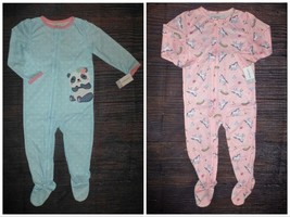 NWT Carter&#39;s Panda Girls Footed Jersey Sleeper Pajamas - £5.68 GBP