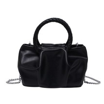 Pleated Small Lady Totes With Woven Handle 2022 Summer PU Leather Women&#39;s Design - £28.66 GBP