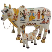 Polyresin God Idol Cow with Calf Figurine Sculpture Spiritual Showpiece - £67.93 GBP