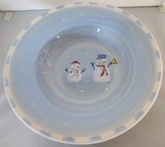 Hartstone Pottery Snow People 12&quot; Large Salad Serving Bowl Vintage 1995 Made USA - £34.94 GBP