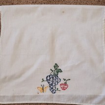 Vintage Handmade Embroidery Cotton Dish Drying Tea Towel 17x31 Inch - £13.13 GBP