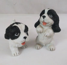 Vintage Set Of 2 Homco Black &amp; White Cocker Spaniels Begging &amp; Walking #... - €9,37 EUR