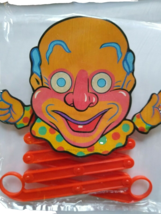 Creepy Clown Toy UNUSED Shackman Hong Kong 1983 Vintage Scissor Action Expanding - $19.35