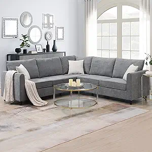Couch For Home Use Fabric,3 Pillows Included,Grey - £959.13 GBP