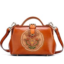 Handmade Carving Cow Leather Women Bag 2022 New Retro  Female Handbag First Laye - £197.32 GBP