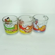 Garfield Jim Davis McDonald&#39;s Collectors Glass Coffee Cup Mug 1978 Lot Of 3 - £23.72 GBP