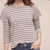 Dolan striped knit 3/4 sleeve ruffle shoulder tee - £27.65 GBP