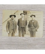 Vintage Postcard RPPC &quot;Jesta waitin&#39; for the shureff&quot; 3 Nicely Dressed M... - $186.81 MXN