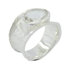 Supplies 925 Sterling Silver Ideal Genuine White Ring, Crystal Quartz White Ston - £15.26 GBP