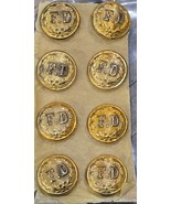 8 Vintage Brass FD Fire Department Buttons Carded and Unused 1/2&quot; Inch T... - $38.61