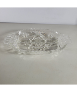 Anchor Hocking Pickle Dish Divided Ruffled Pressed Glass Size 10”x 6&quot; - £7.45 GBP