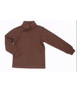 Le Top Shirt Girls 4 Brown Turtleneck Top Long Sleeve Cotton Pullover Cl... - £7.82 GBP