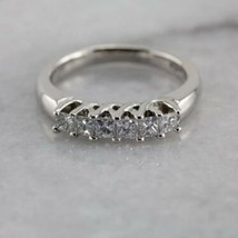 0.50 Ct Princess Simulated Diamond 6-Stone Wedding Band Ring Sterling Silver - £75.95 GBP