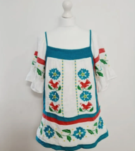 Anthropologie Tunic Top Seen Worn Kept Embroidered White Size 10 NEW - £27.74 GBP