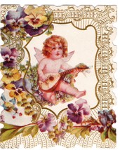 Vintage 1900s Valentine Card Cherub Angel Embossed Paper Love&#39;s Hiding P... - $12.11