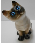 SIAMESE CAT STATUE Vtg Painted Ceramic Animal Figurine Curious Blue Bead... - £39.92 GBP