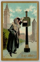Woman Mailing Letter To My Affinity Big City Mailbox Greetings Postcard B43 - £6.23 GBP