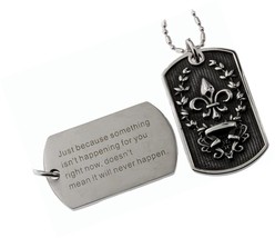 Jewelry Stainless Steel Pendant Dog Tag with Fleur De - £60.82 GBP