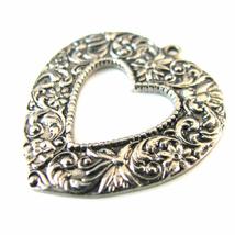 -6- Antique Silver Tone Finish Heart brass findings Stamping F - $6.00