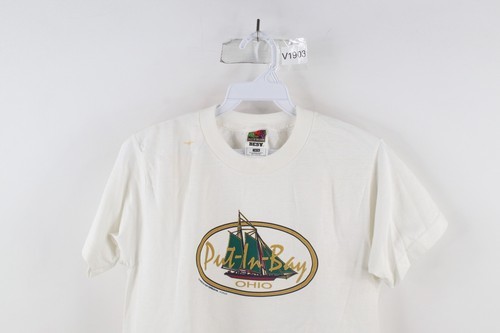 Vintage 90s Boys 14 / 16 Distressed Spell Out Putin Bay Ohio Sailing T-Shirt  Item image 2