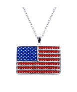 USA RED WHITE AND BLUE FLAG Pendant with chain  Memorial Day  4th of July - $33.09
