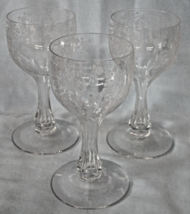 Saint Louis Embossed Hollow Wine Goblet 5 1/2&quot; Set of 3, Unknown Pattern - $32.66