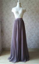 Brown Floor Length Tulle Skirt Women Plus Size Tulle Skirt for Wedding image 2