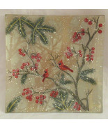 Yankee Jar Candle Tray Holder C/T Cardinal BIRDS &amp; BERRIES Hand Painted ... - $30.26