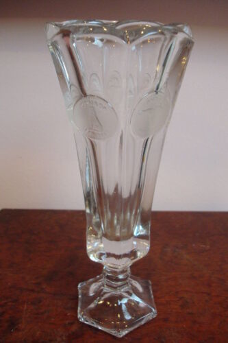 Fostoria Glass Vase 8&quot; tall Canadian Coin Centennial Vase c1967 [130K] - $38.60