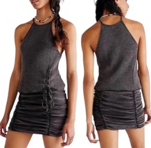 Free People Katya Thermal Mini Bodycon Dress Charcoal Sz XS Festival Boh... - $39.59