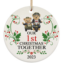 Funny Couple Bear Ornament Gift Decor 1st Wedding Anniversary 1 Year Christmas - $15.79