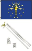 New 3&#39;x5&#39; Indiana State Flags Polyester w/ 6&#39; Pole Kits - £23.88 GBP