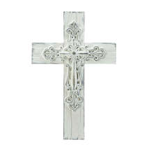 Ornate Whitewashed Cross - £27.47 GBP