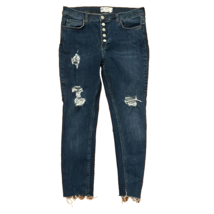 Free People Denim Button Fly Distressed Skinny Ankle Blue Jeans Womens 31 - £17.25 GBP