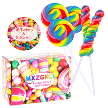 Big Size! 24 Pack Twisty Lollipop, Swirl Lollipop, Rainbow Twist and Swirl Lolli - £23.44 GBP