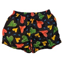 Vtg Briefly Stated 100% Silk Boxers Black with Hearts Elastic Waist, Size Medium - £23.59 GBP