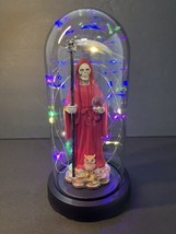 Santa Muerte Statue Red Globe Multicolored LED Lights 9&quot; In Gift Box-094... - £28.10 GBP