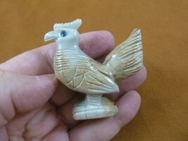 (y-chi-ro-300) tan Chicken rooster SOAPSTONE carving stone PERU chickens... - $17.93