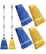 2 Sets Looped End Commercial Mop Heavy Duty Industrial Mop With 4 Mop Re... - £50.29 GBP