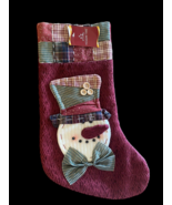 Vintage Christmas Stocking Snowman 3D NEW Holiday Time Patchwork Country... - €33,91 EUR