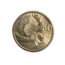 1983  Philippines Fifty Sentimos Monkey Eating Eagle Small 50 Cent Coin UNC - €4,89 EUR